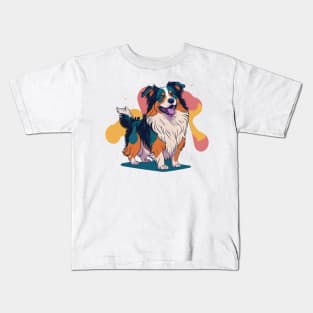 Australian Shepherd Portrait Kids T-Shirt